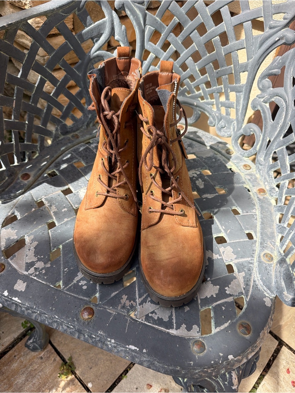 WomensBrown Lace-Up Leather Work Boots